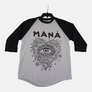 Maná La Residencia Los Angeles 2022 Raglan Tee Shirt Black White Sz S